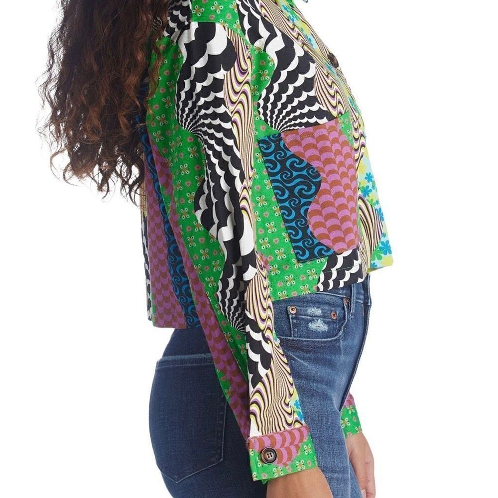Multi Print Abstract Patch Jacket Sz 6 - Picture 3 of 6